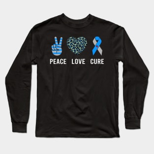 Peace Love Cure T1D Diabetes Awareness Long Sleeve T-Shirt